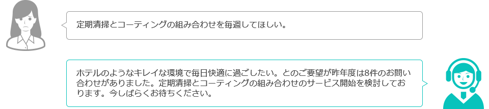 定期清掃とコーティングの組み合わせを毎週してほしい。