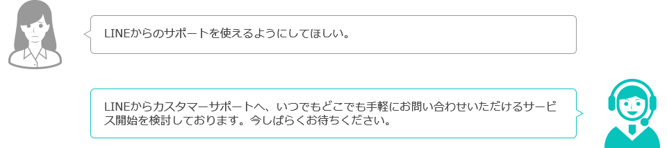 LINEからのサポートを使えるようにしてほしい。